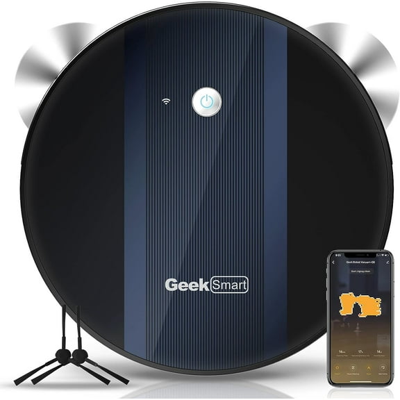 Geek Smart Robot Vacuum Cleaner G6, Super-Thin, Cleans Hard Floor to Carpet, Wi-Fi Connected APP, 2600mAh,1800 Pa Suction,