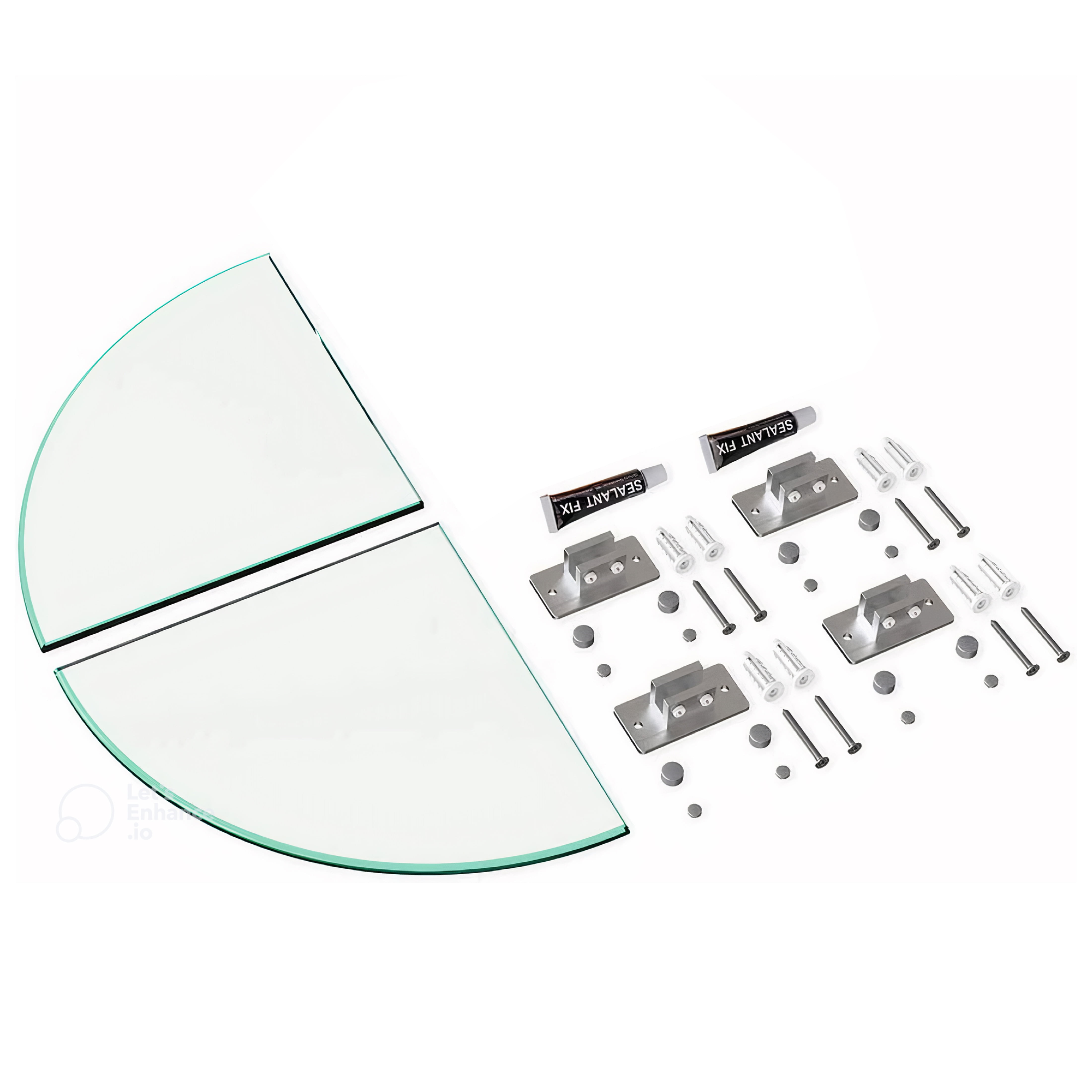 Clear Tempered Glass Corner Shower Shelves with Aluminum Brackets