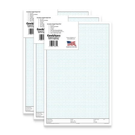 GeekNavy Isometric Grid Graph Paper Pad, 11? x 17? Portrait