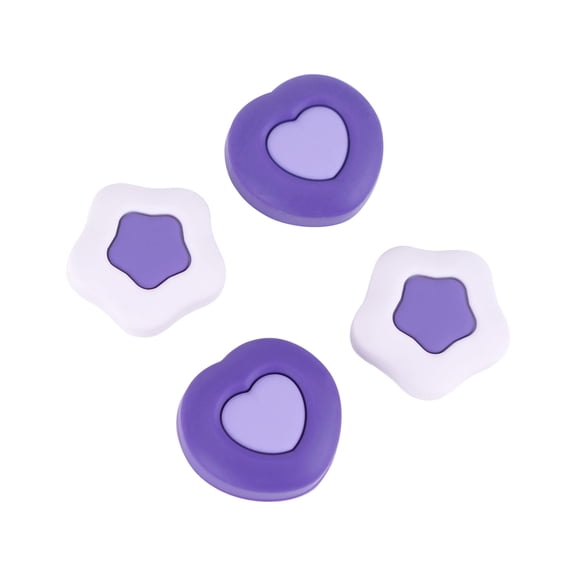 GeekShare 4PCS Thumb Grips, Soft Silicone Joystick Caps for Switch 1/OLED/Lite - Purple Cream Heart