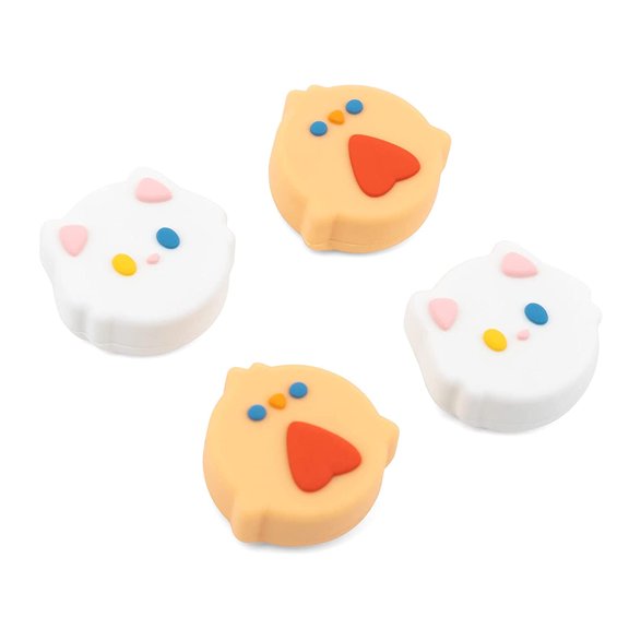 GeekShare 4PCS Nintendo Switch Thumb Grips, Soft Silicone Joystick Caps for Nintendo Switch/OLED/Lite - Chicken & Cat