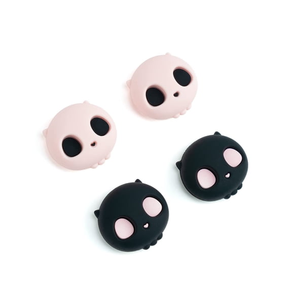 GeekShare 4PCS Switch Thumb Grips, Soft Silicone Joystick Caps for Switch 1/OLED/Lite - Pink Skull
