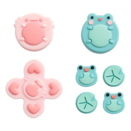 GeekShare ABXY Key Button Caps & Thumb Grips for Switch/Switch OLED Silicone Frog & Axolotl