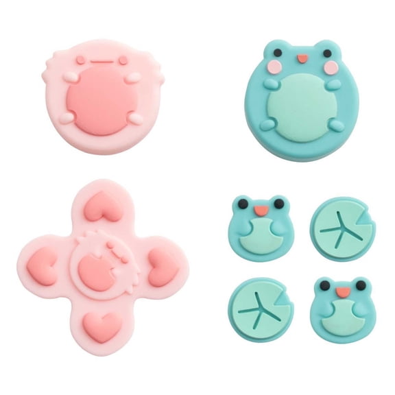 GeekShare ABXY Key Button Caps & Thumb Grips for Switch/Switch OLED Silicone Frog & Axolotl