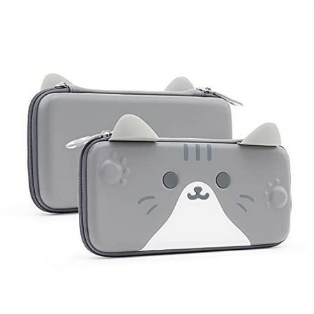 GeekShare Cat Ears Carrying Case for Nintendo Switch/OLED, Hard Shell Travel Case with 10 Game Card Slots for Nintendo Switch Console & Accessories