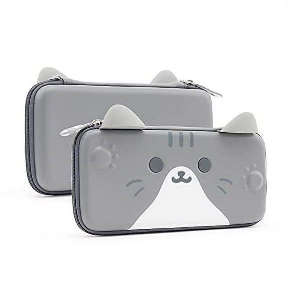 GeekShare Cat Ears Carrying Case for Nintendo Switch/OLED, Hard Shell Travel Case with 10 Game Card Slots for Nintendo Switch Console & Accessories