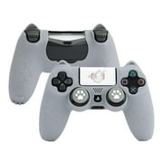 GeekShare Cat Paw PS4 Controller Skin Anti-Slip Silicone Protective Cover Case for PS4 DualSense Wireless Controller Grey