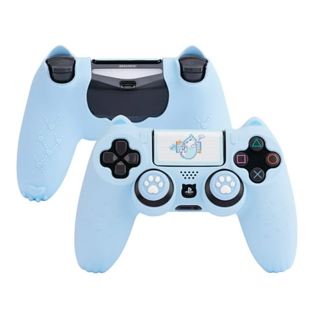 GeekShare Cat Paw PS4 Controller Skin Anti-Slip Silicone Protective Cover Case for Playstation4 Blue