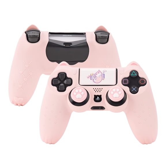 GeekShare Cat Paw PS4 Skin Anti-Slip Silicone Protective Cover Case for PS5 PS4 Controller Pink