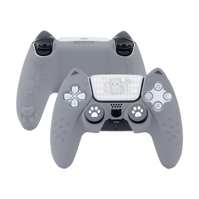 GeekShare Cat Paw PS5 Controller Skin, Anti-Slip Silicone Protective Case  for Playstation 5 Dualsense Wireless Controller (Grey) 