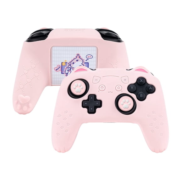 GeekShare Cat Paw Protective Cover for regular Switch Pro Controller Anti-Slip Soft Shell Silicone Skin (Pink)
