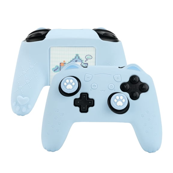 GeekShare Cat Paw Silicone Skin Protective Cover for Nintendo Switch Pro Controller Anti-Slip Blue