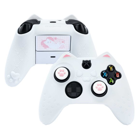GeekShare Cat Paw Skin for Xbox X/S Controller Protective Case + Thumb Grips + Sticker White