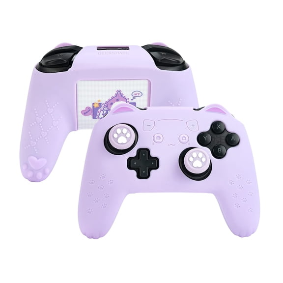 GeekShare Cat Paw Switch Pro Controller Skin, Anti-Slip Silicone Skin Protective Cover for Switch Pro Controller (Purple)
