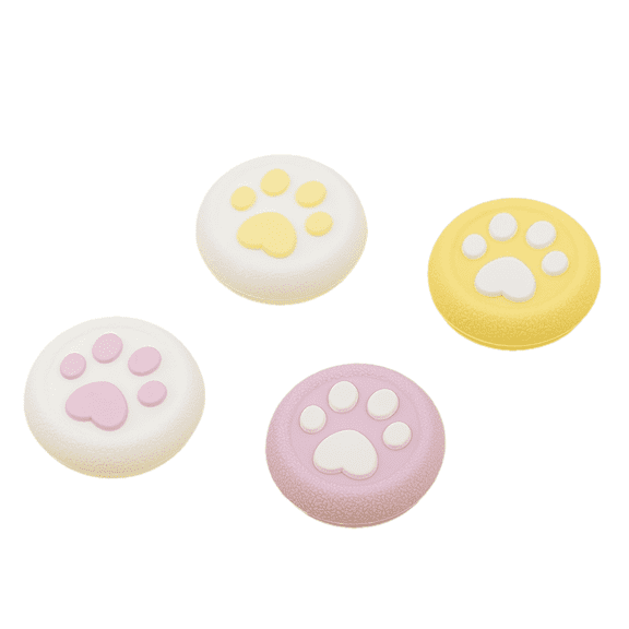 GeekShare Cat Paw Xbox One Thumb Grips, Thumbsticks Cover Set for Xbox X/S Controller Yellow & Purple