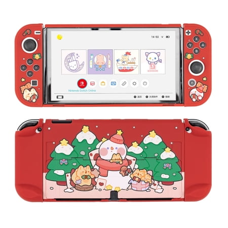 GeekShare Christmas Switch OLED Case, Hard PC Protective Case for Nintendo Switch OLED and Joy Con
