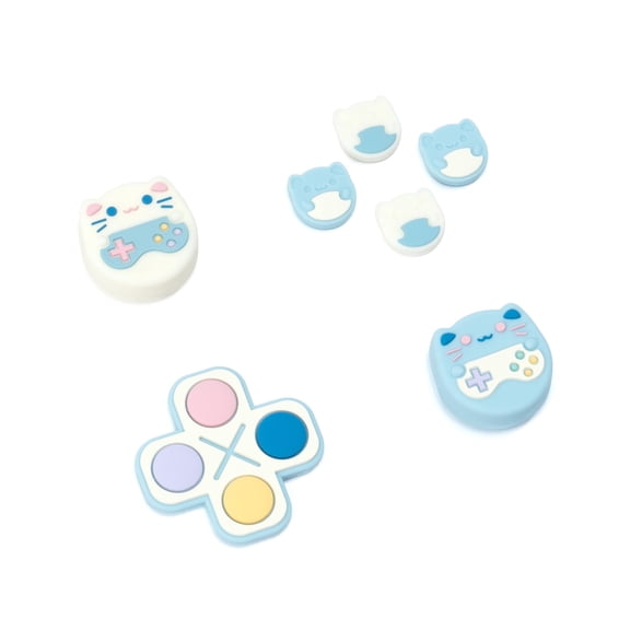 GeekShare Cross D-Pad Button Cap Set Joystick Cover ABXY Key Button Sticker for Switch/OLED Game Cat