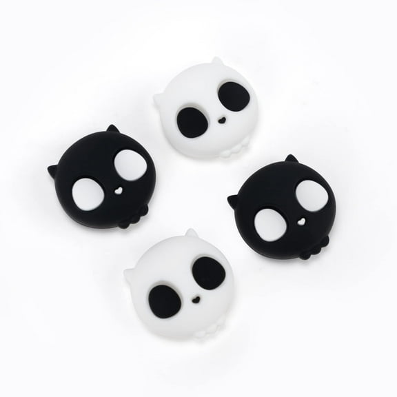 GeekShare Cute Halloween Silicone Skull Joycon Thumb Grip Caps Joystick Cover Compatible with Steam Deck Only,4PCS-White & Black