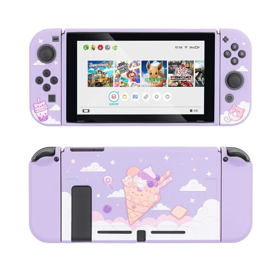 GeekShare Case Soft TPU Protective Case Compatible with Switch 1 Console and Joy-Con (Ice Cream Cat)