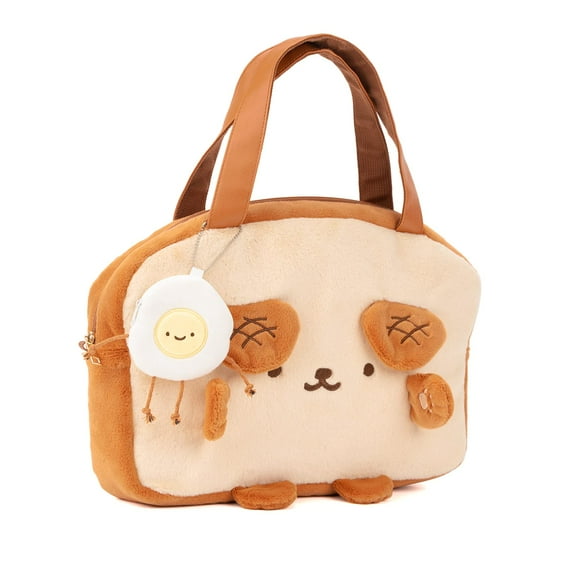 GeekShare Cute Toast Plush Bag with A Shoulder Strap, Cartoon Crossbody Shoulder Tote Bag Handbag Carrying Case for ipad , Nintendo Switch
