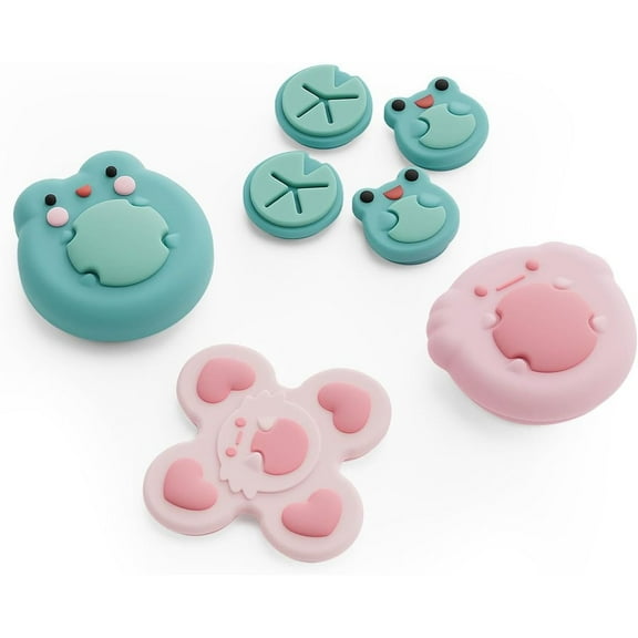 GeekShare D-Pad Button Caps Joystick Cover ABXY Key Button Sticker for Switch 2(2025) Frog&Axolotl