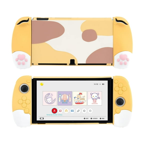GeekShare Ergonomic Protective Case Compatible with Nintendo Switch OLED Console and Joy Con Cat JOJO