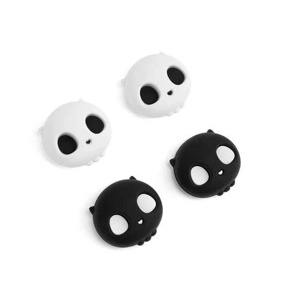 GeekShare Ghost Thumb Grips, Soft Silicone Joystick Caps for Switch 1/OLED/Lite, 4PCS White & Black