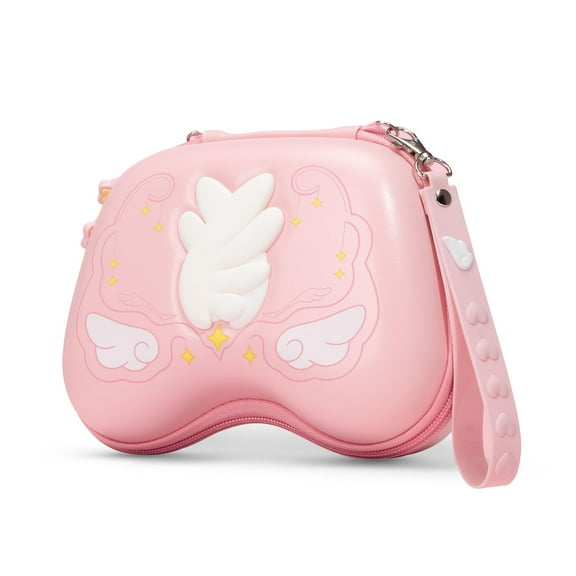 GeekShare HardShell Carrying Case for Playstation 5/PS4/Switch Pro/Xbox Controller Pink Star Wing