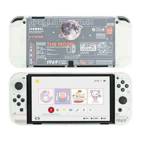 GeekShare Moon Exploration Protective Case for Nintendo Switch OLED Model 2021,Hard PC Case Cover for Nintendo Switch OLED Console & Joy Con