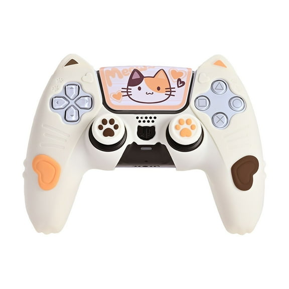 GeekShare PS5 Controller Soft Skin Case Cover sticker+thumb grip+Shoulder Buttons+Pendant Calico Cat