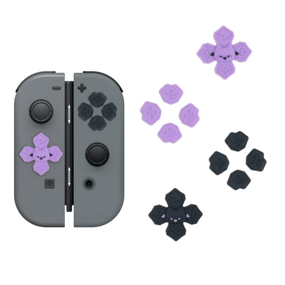 GeekShare Pastel Cross D-Pad Button Caps Set ABXY Key Sticker for Nintendo Switch/OLED Joy-Con Silicone (Spooky Cat)