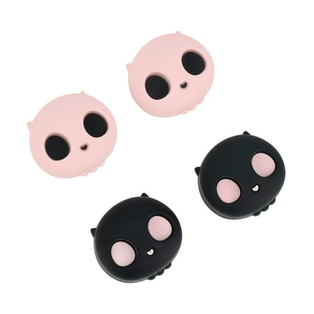 GeekShare Pink Skull PS5 Thumb Grips, Soft Silicone Thumbsticks Cover for PS5/PS4/Switch Pro Controller, 4PCS