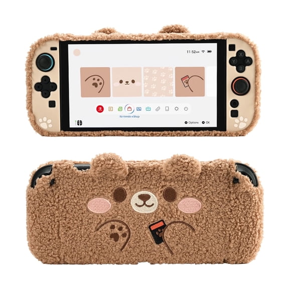 GeekShare Plush Bear Protective Case Compatible with Switch 2025 Console and Joy-Con Anti-Scratch