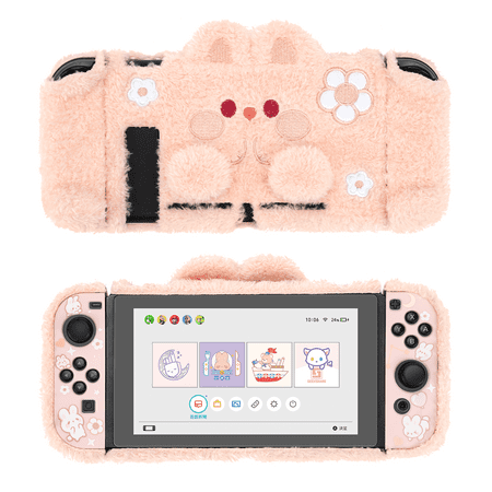 GeekShare Protective Case Compatible with Nintendo Switch Console and Joy Con Anti Scratch Soft Shell Plush Bunny