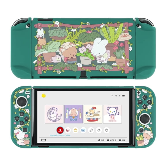 GeekShare Protective Case Slim Cover Case Compatible with Switch OLED and Joy-Con Bunny Garden