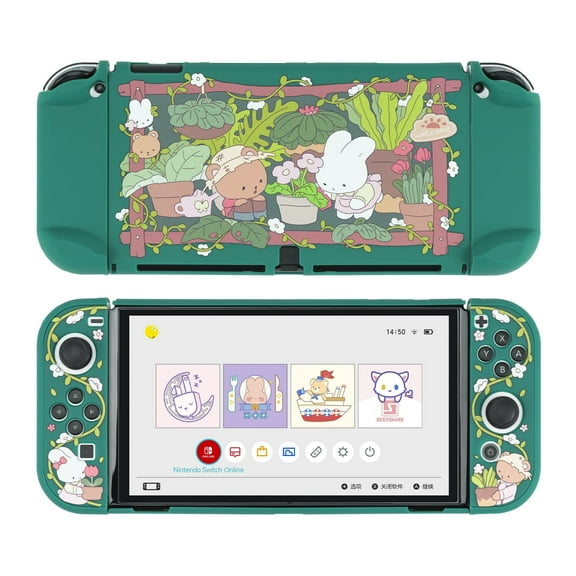 GeekShare Protective Case Slim Cover Case Compatible with Nintendo Switch OLED and Joy-Con Bunny Garden