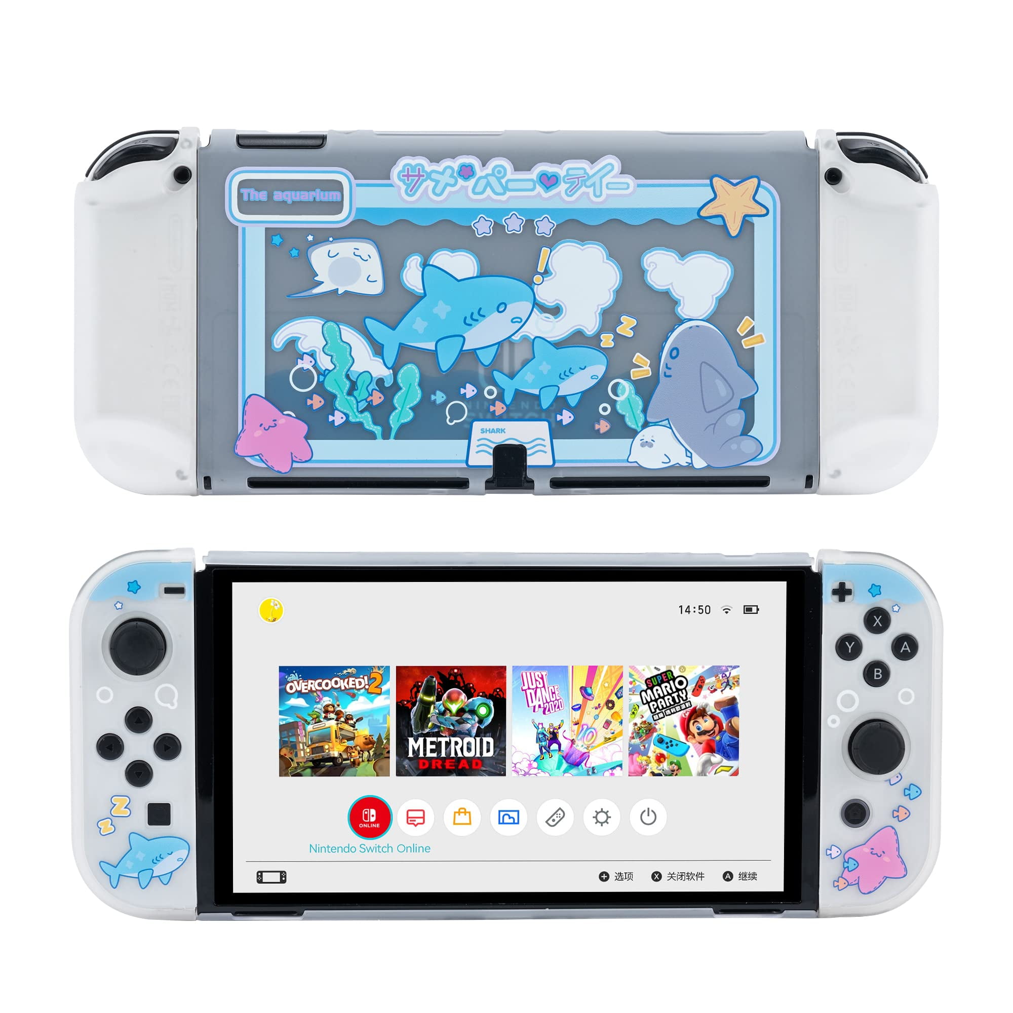 GeekShare Protective Case for Nintendo Switch OLED, Anti-Scratch Case for Nintendo  Switch OLED and Joy-Con-- Shark Party 