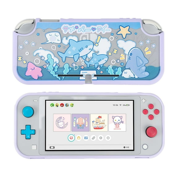 GeekShare Protective Case for Nintendo Switch Lite Slim Cover Case Anti-Scratch Shock Absorption Hard Shell- Shark Party