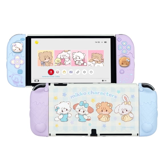 GeekShare Protective Case for Switch OLED Silicone Cover for Joy Con with Thumb Grips Mikko