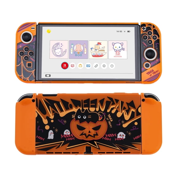 GeekShare Protective Case for Switch OLED and Joy Con Hard Shell Slim Cover Halloween Party