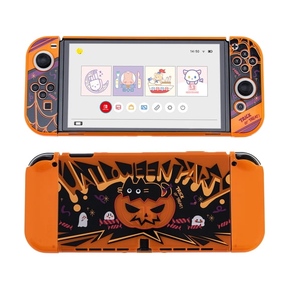 GeekShare Protective Case for Nintendo Switch OLED and Joy Con Hard Shell Slim Cover Halloween Party