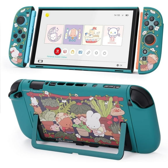 GeekShare Slim Protective Case for Nintendo Switch 2 Console and JoyCon Cover Hard Skin Bunny Garden