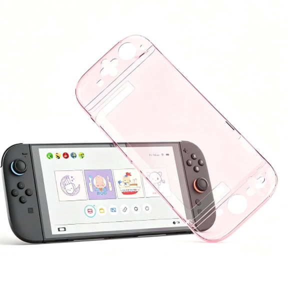 GeekShare Slim Protective Case for Switch 2 Console and JoyCon Cover Hard Skin Pink Clear