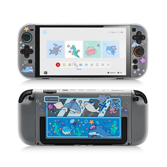 GeekShare Slim Protective Case for Switch 2 Console and JoyCon Cover Hard Skin Shark Party