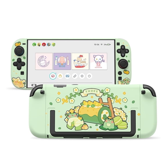 GeekShare Slim Protective Case for Switch 2 Console and JoyCon Cover PC Skin Matcha Froggy