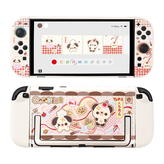 GeekShare Slim Protective Case for Switch 2 Console and JoyCon Cover Hard Skin Bear Bakery