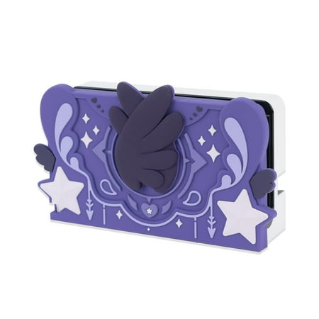 GeekShare Soft Silicone Faceplate Cover for Nintendo Switch/OLED Charging Dock, Anti-Scratch Dock Cover- Star Wings Series (Purple)