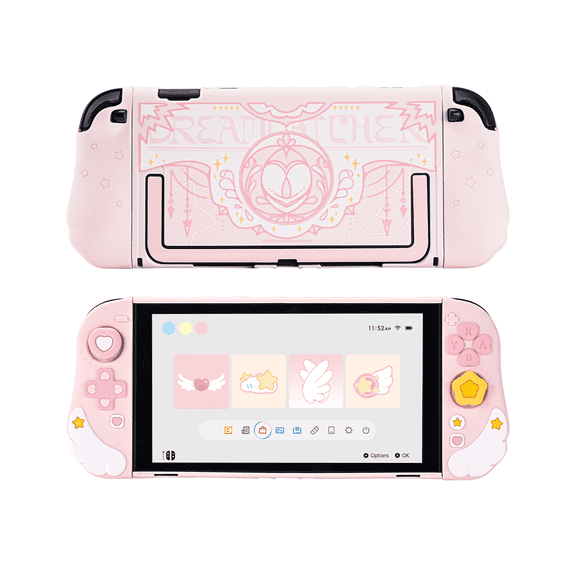 GeekShare Stars Wings Protective Case for Nintendo Switch 2025, Silicone Joy Con Shell + Thumb Grips
