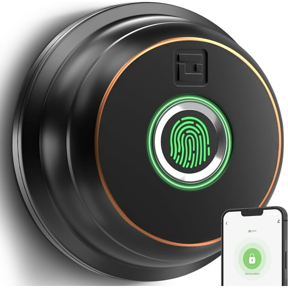 GeekSmart Fingerprint Door Lock, Keyless Entry Door Lock Deadbolt with App Control, Auto Lock, Fingerprint Door Knob Smart Door Lock for Front Door, IP63 Waterproof, Easy Assemble, Black