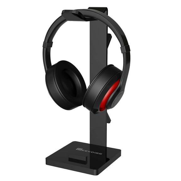 Geekdigg Gaming Headset Headphone Stand Holder with Cable Organizer & Cellphone Stand - Black